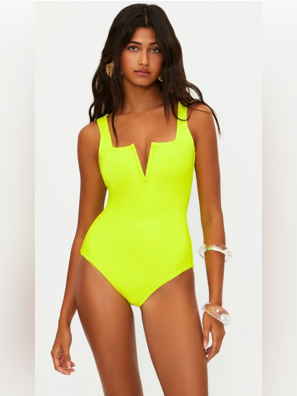 NWT Beach Riot Tropez One Piece Neon Yellow Swimsuit LARGE